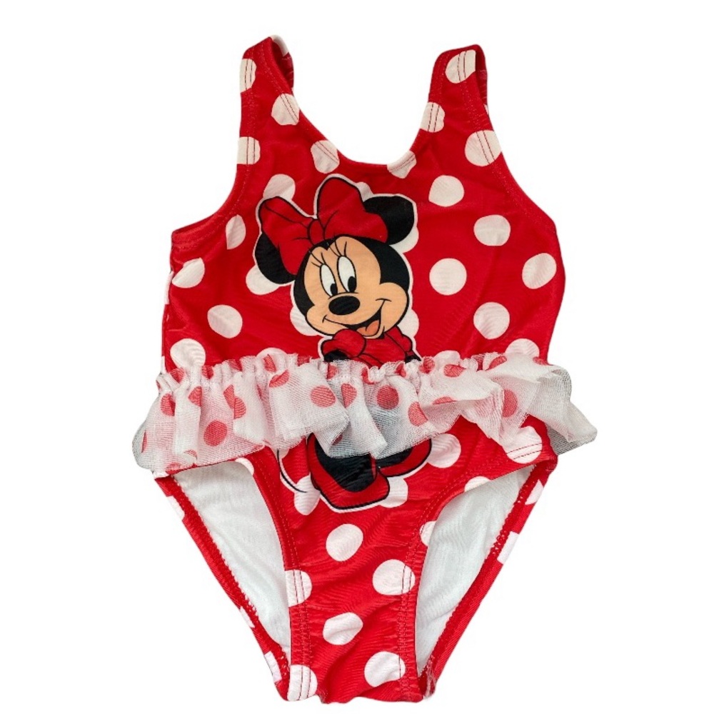 DISNEY BABY Polka Dot Minnie Mouse Red/White Swimsuit. Size: 3/6 Month